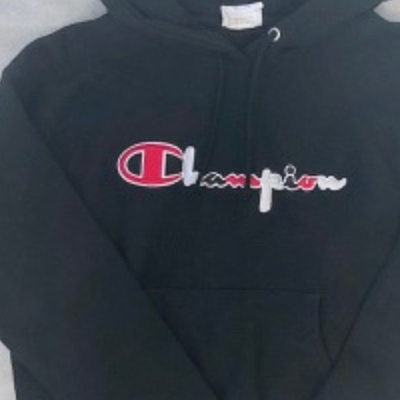 LIKE NEW Champion Hoodie Sweater Black Hoodie - Picture 5 of 5